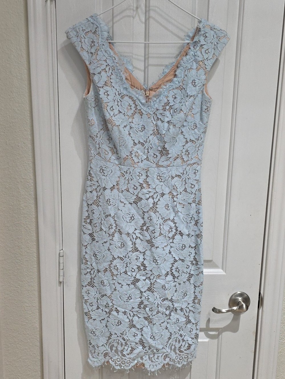 Eliza J Women's Light Blue Lace Sheath Dress SIZE 0P
